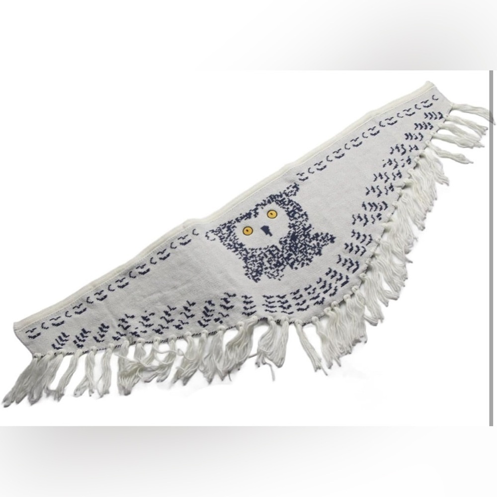 NEW- Women’s Knitted Owl Scarf Shawl; Wide Spread Winter Wrap COLOR: White